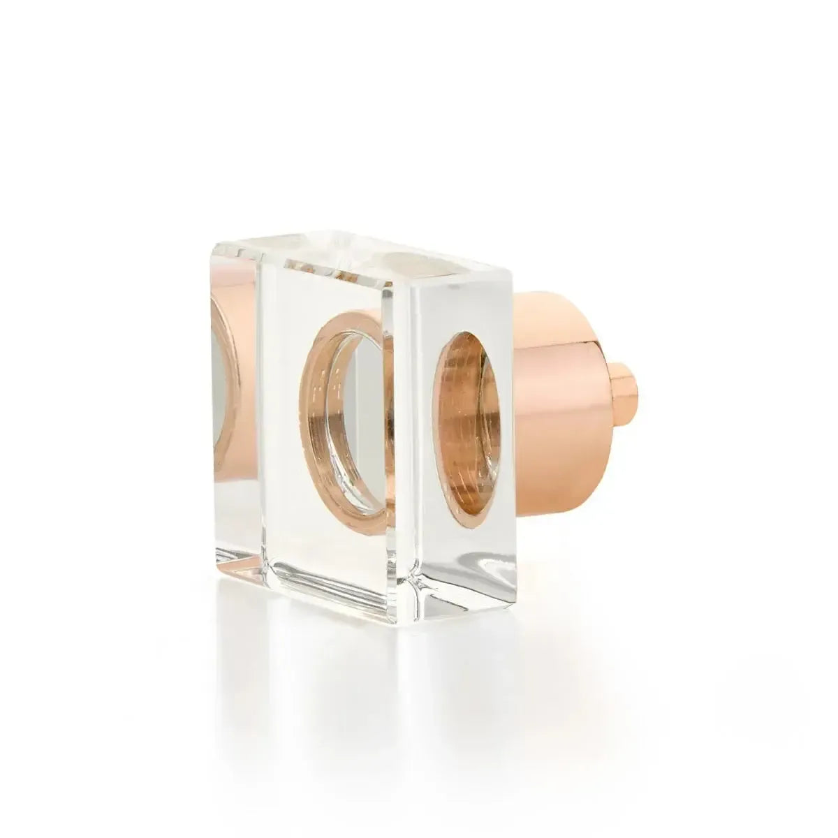 City Lights Square Glass Knob Polished Rose Gold