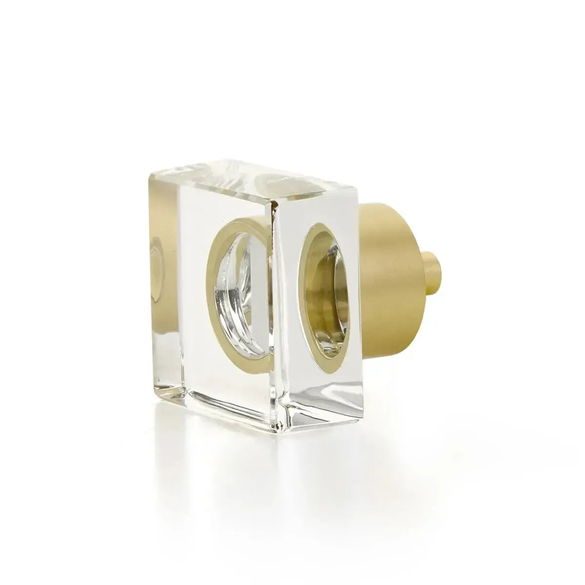 City Lights Square Glass Knob Satin Brass