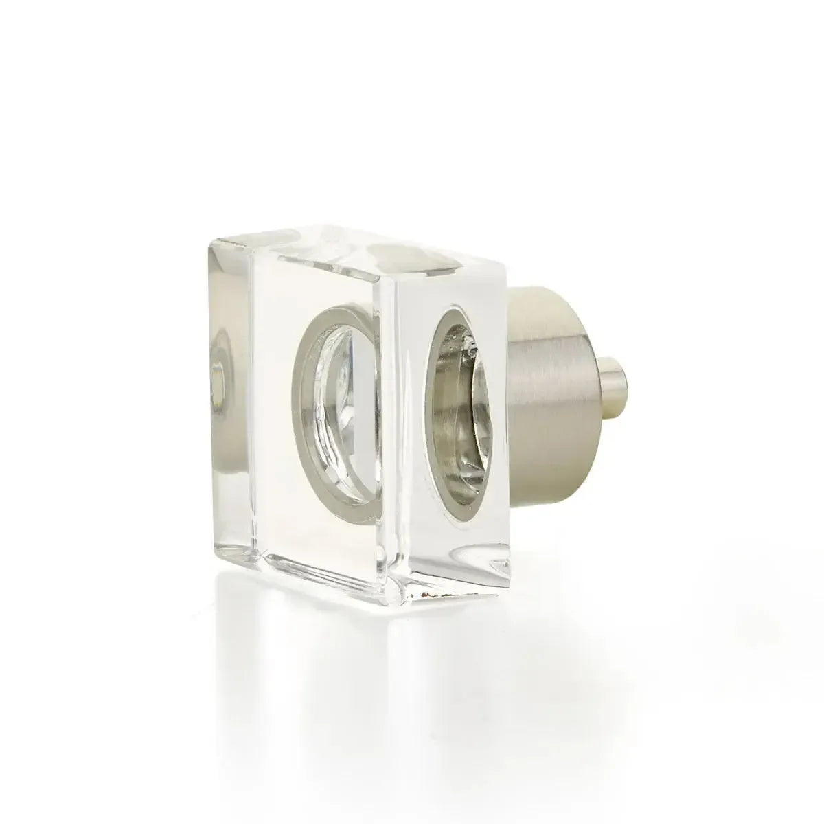 City Lights Square Glass Knob Satin Nickel