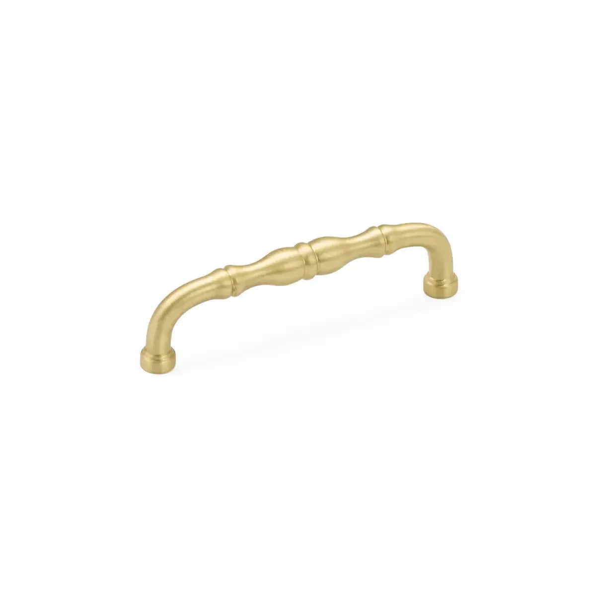 The Schaub Colonial Cabinet Pull in Satin Brass finish.