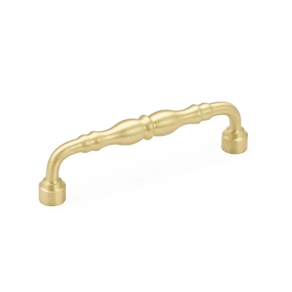 The Schaub Colonial Cabinet Pull in Satin Brass finish.