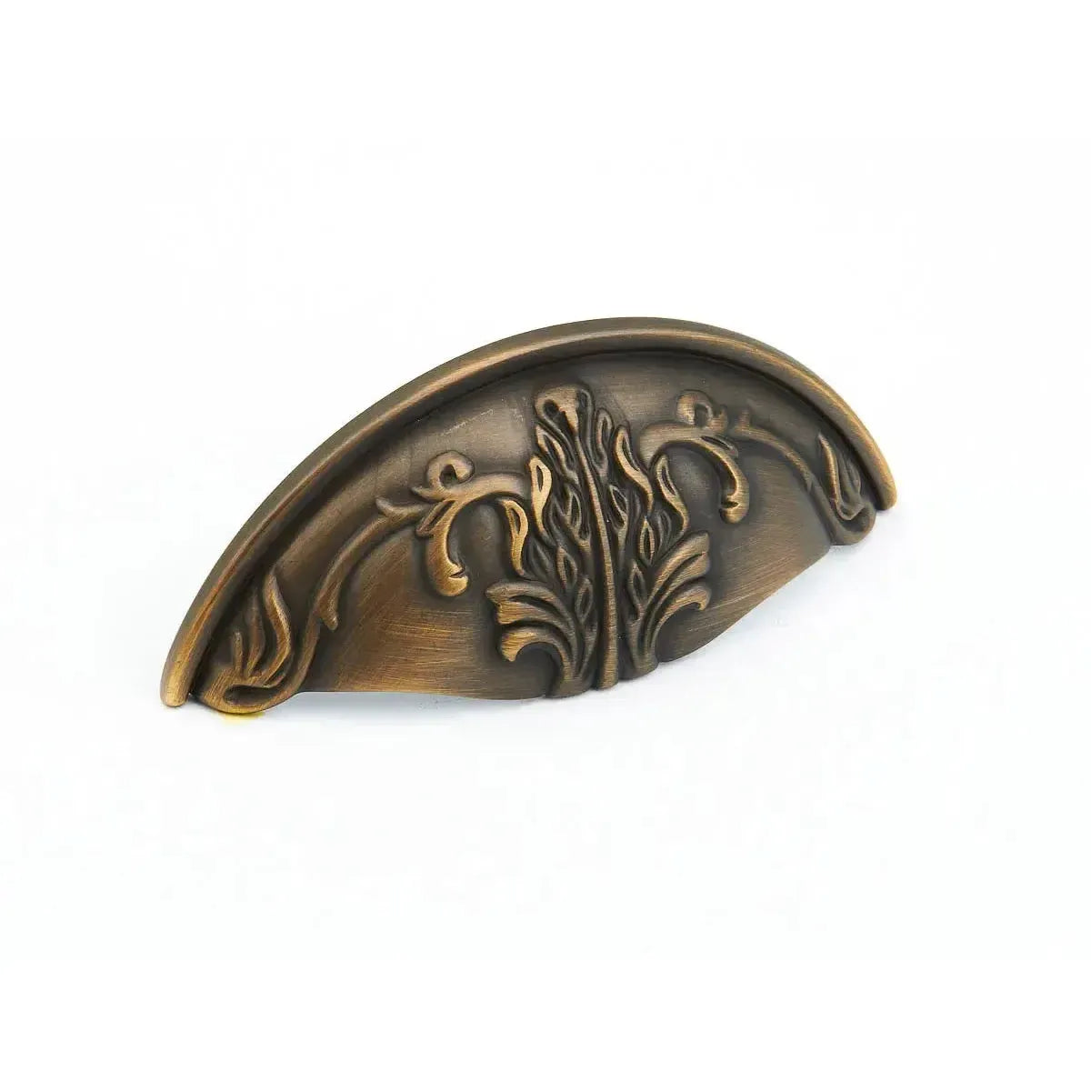 The Schaub Corinthian Cup Pull in Reddington Brass finish.