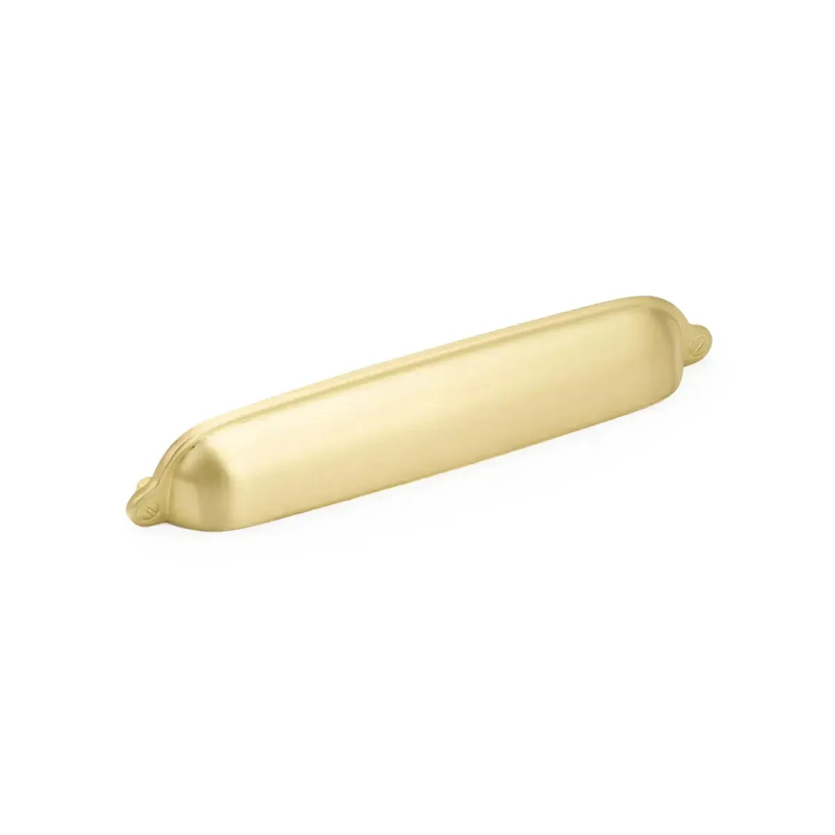 The Schaub Country Cup Pull in Satin Brass finish.