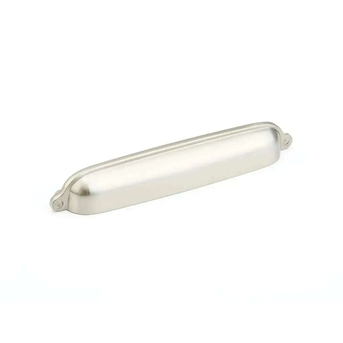 The Schaub Country Cup Pull in Satin Nickel finish.