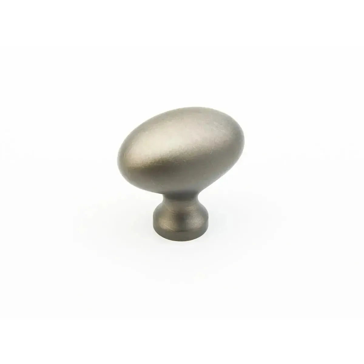 The Schaub Country Oval Cabinet Knob in Antique Nickel finish.