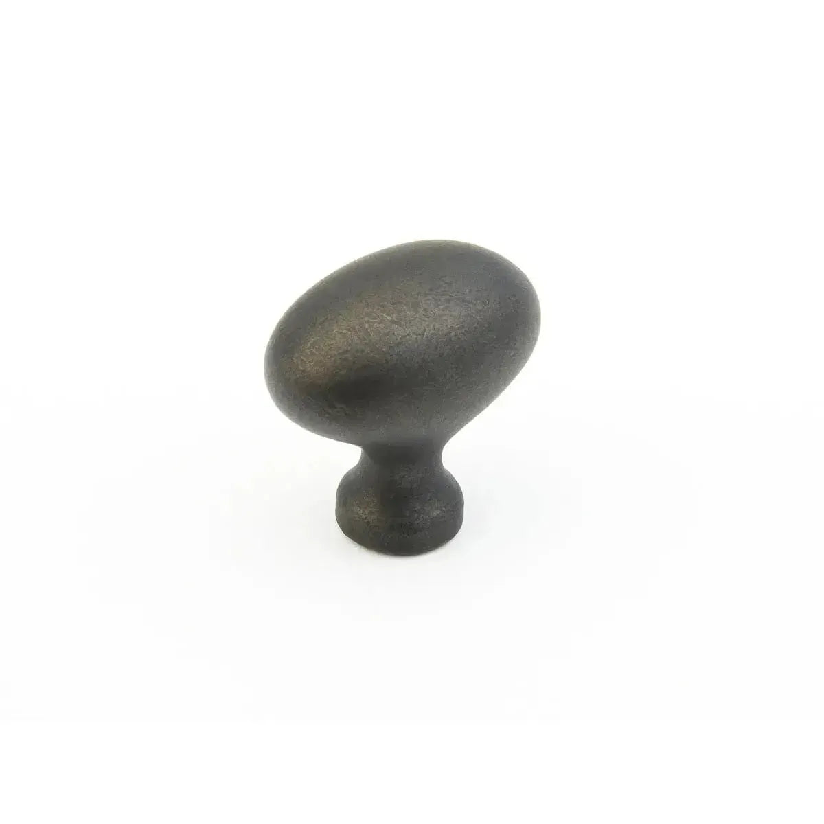 The Schaub Country Oval Cabinet Knob in Distressed Bronze finish.