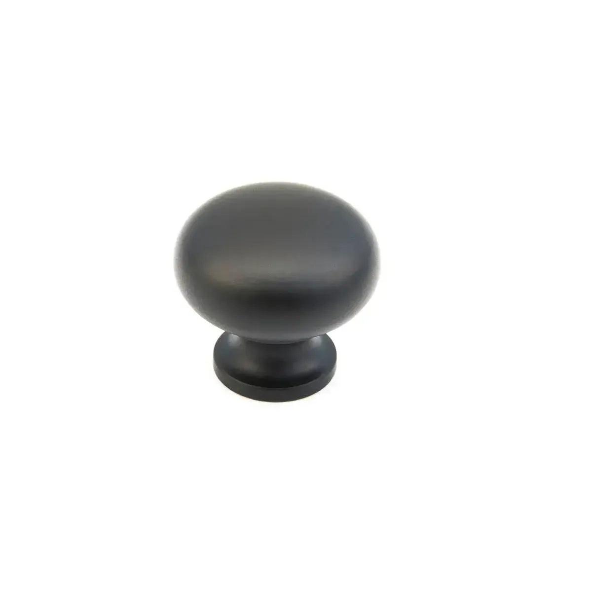 The Schaub Traditional Round Cabinet Knob in Flat Black finish.