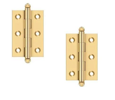 Deltana 2 1/2" x 1 11/16" Hinge with Ball Tips (Pair) PVD Polished Brass