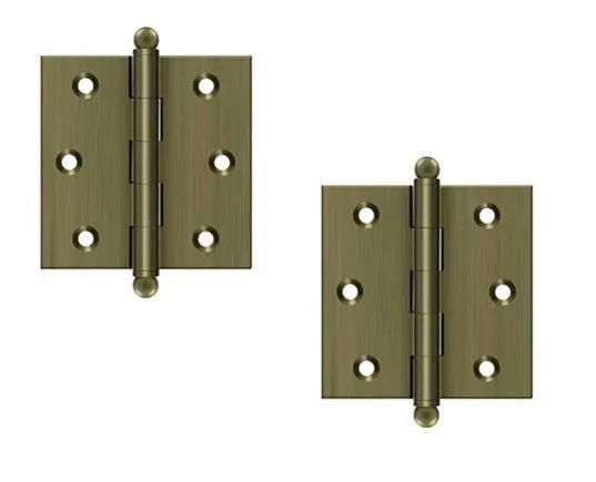 Deltana 2 1/2" x 2 1/2" Hinge with Ball Tips (Pair) Antique Brass