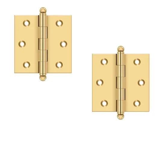 Deltana 2 1/2" x 2 1/2" Hinge with Ball Tips (Pair) PVD Polished Brass