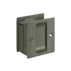 Deltana 2-1/2" x 2-3/4" Pocket Door Lock in Antique Nickel finish