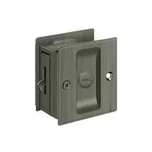 Deltana 2-1/2" x 2-3/4" Pocket Door Lock in Antique Nickel finish
