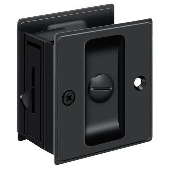 Deltana 2-1/2" x 2-3/4" Pocket Door Lock in Paint Black finish