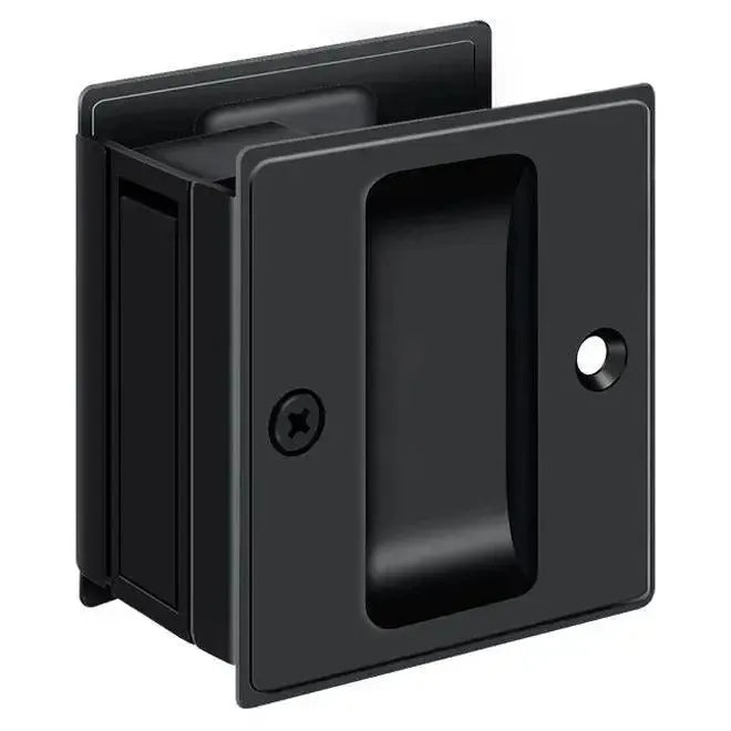 Deltana 2-1/2" x 2-3/4" Pocket Door Lock in Paint Black finish