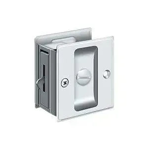 Deltana 2-1/2" x 2-3/4" Pocket Door Lock in Polished Chrome finish