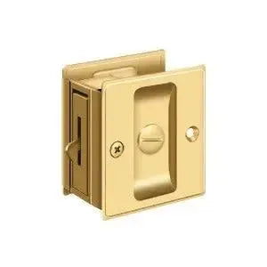 Deltana 2-1/2" x 2-3/4" Pocket Door Lock in PVD Polished Brass finish