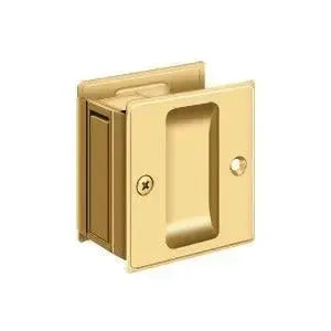 Deltana 2-1/2" x 2-3/4" Pocket Door Lock in PVD Polished Brass finish