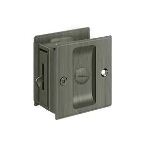 Deltana 2-1/2" x 2-3/4" Pocket Door Privacy Lock in Antique Nickel finish