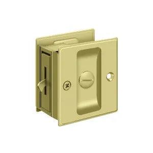 Deltana 2-1/2" x 2-3/4" Pocket Door Privacy Lock in Polished Brass finish