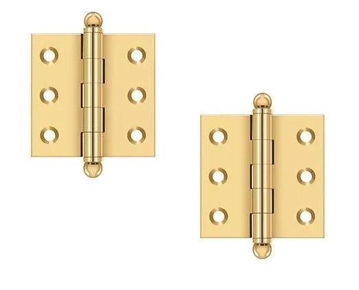 Deltana 2" x 2" Hinge with Ball Tips (Pair) PVD Polished Brass