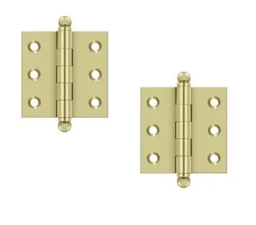 Deltana 2" x 2" Hinge with Ball Tips (Pair) Unlacquered Brass