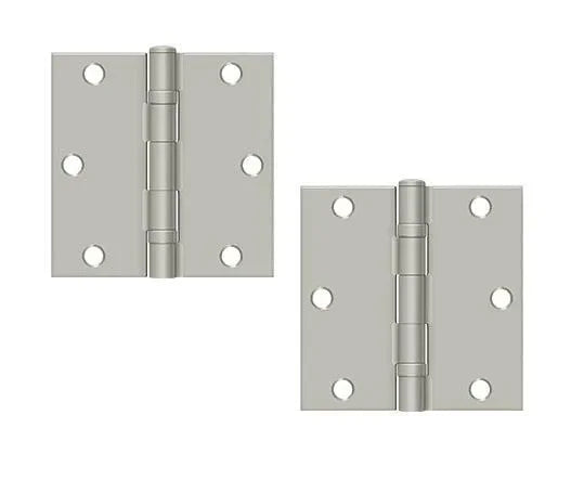 Deltana 3-1/2" x 3-1/2" Square Corner Ball Bearing Hinge Brushed Nickel