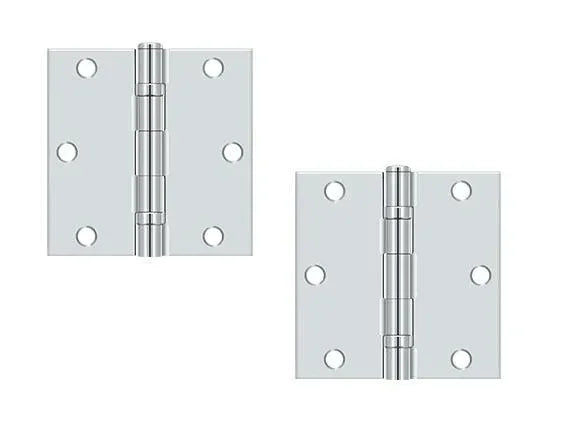 Deltana 3-1/2" x 3-1/2" Square Corner Ball Bearing Hinge Polished Chrome