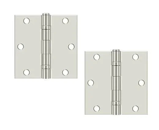 Deltana 3-1/2" x 3-1/2" Square Corner Ball Bearing Hinge Polished Nickel