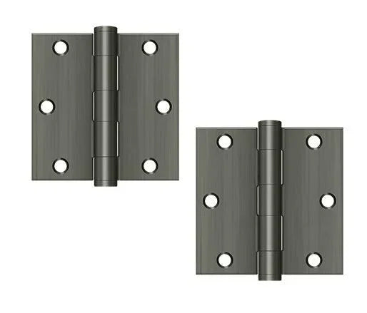 Deltana 3-1/2" x 3-1/2" Square Corner Hinge, Heavy Duty Antique Nickel