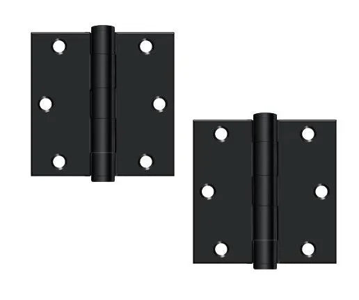 Deltana 3-1/2" x 3-1/2" Square Corner Hinge, Heavy Duty Paint Black