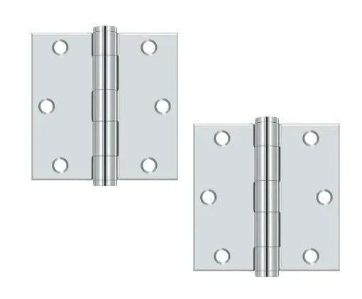 Deltana 3-1/2" x 3-1/2" Square Corner Hinge, Heavy Duty Polished Chrome