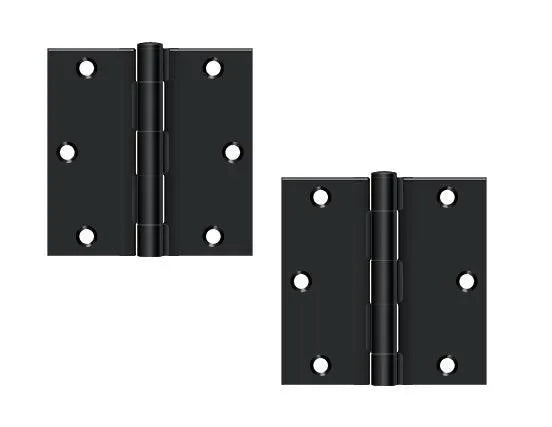Deltana 3-1/2" x 3-1/2" Square Corner Hinge, Residential Paint Black