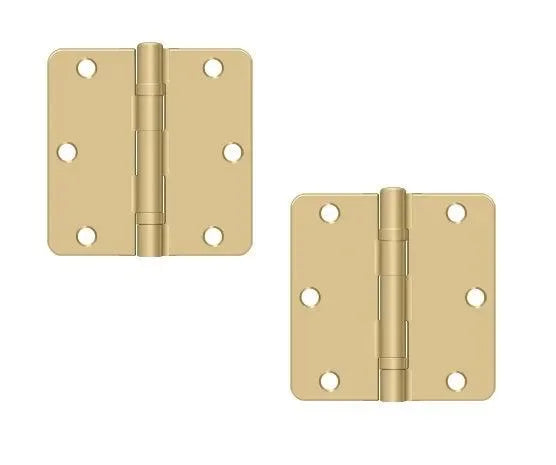 Deltana 3-1/2" x 3-1/2" x 1/4" Radius Ball Bearing Hinge, Residential Brushed Brass