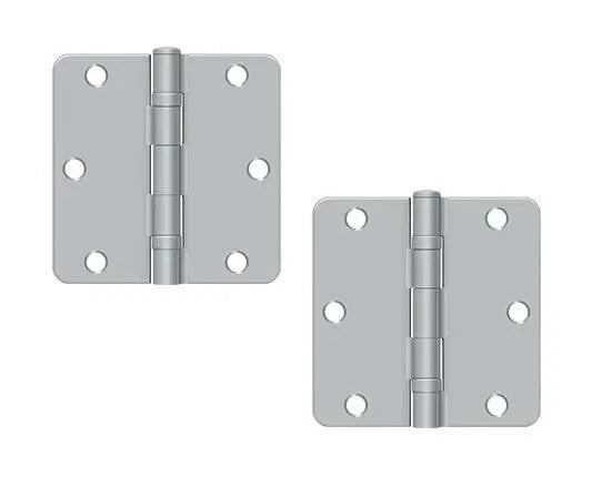 Deltana 3-1/2" x 3-1/2" x 1/4" Radius Ball Bearing Hinge, Residential Brushed Chrome