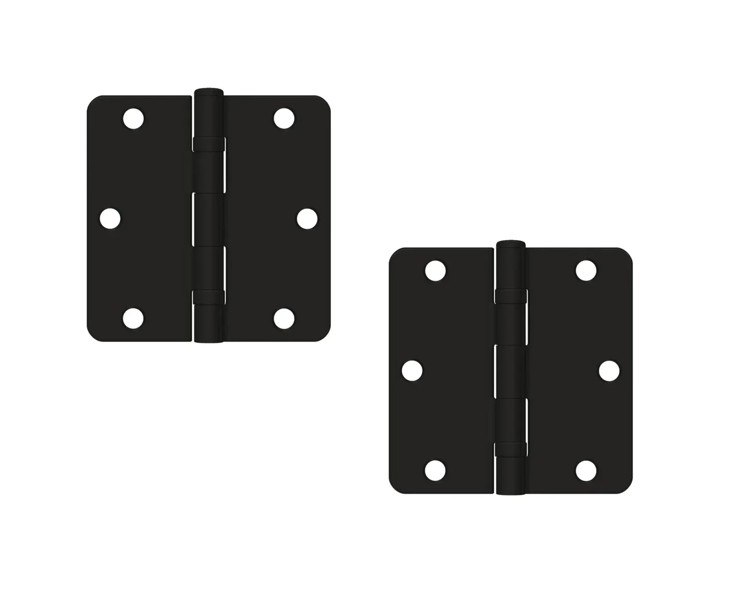 Deltana 3-1/2" x 3-1/2" x 1/4" Radius Ball Bearing Hinge, Residential Paint Black