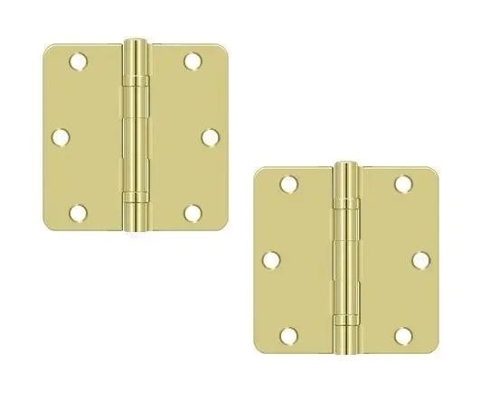 Deltana 3-1/2" x 3-1/2" x 1/4" Radius Ball Bearing Hinge, Residential Polished Brass