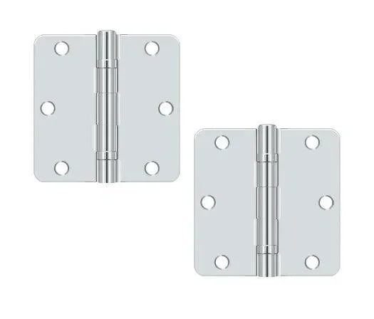Deltana 3-1/2" x 3-1/2" x 1/4" Radius Ball Bearing Hinge, Residential Polished Chrome