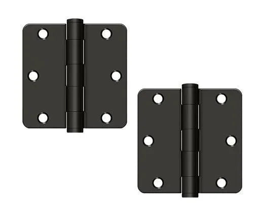 The Deltana 3-1/2" x 3-1/2" x 1/4" Radius Corner Hinge, Heavy Duty in Oil Rubbed Bronze finish.