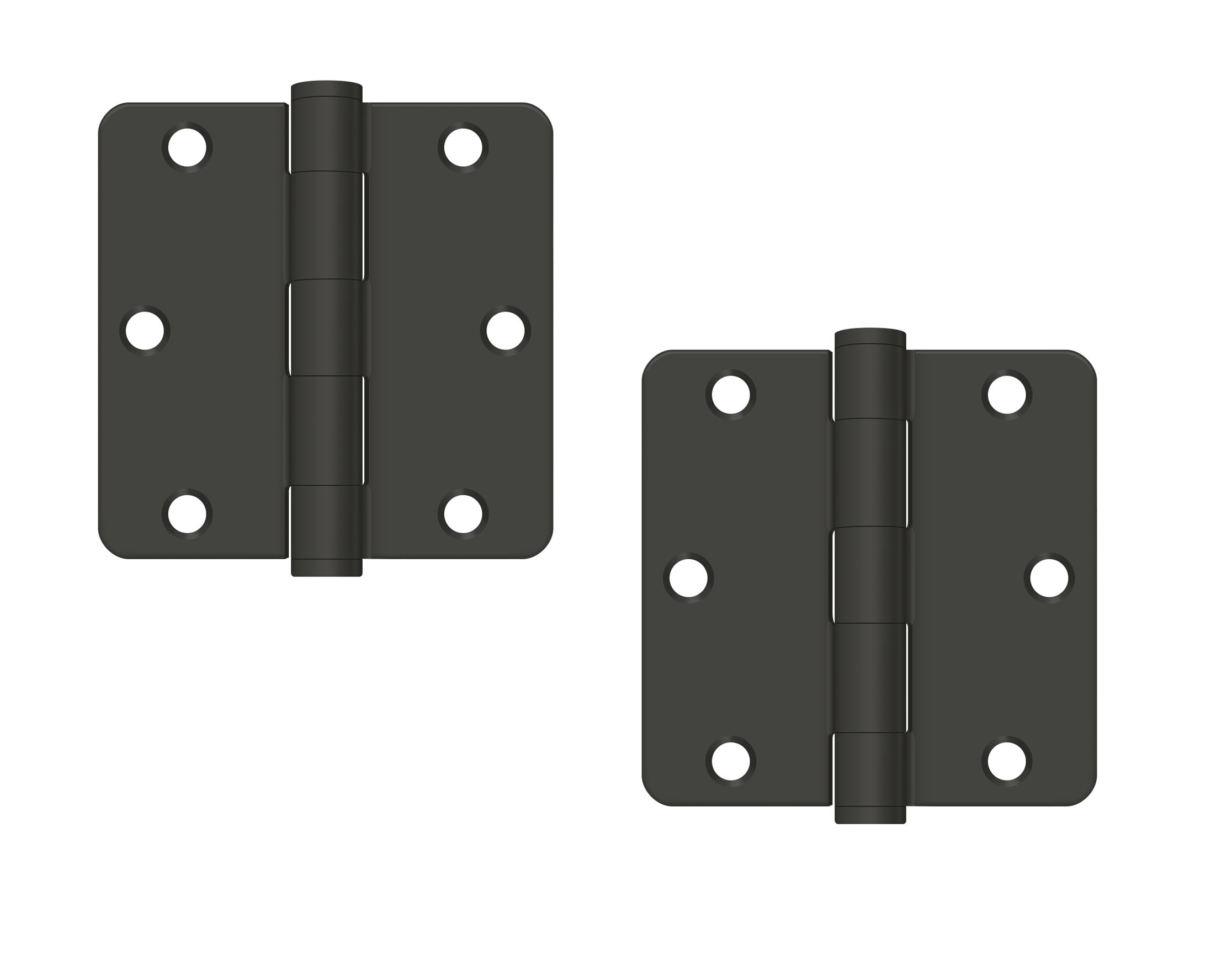 Deltana 3-1/2" x 3-1/2" x 1/4" Radius Corner Hinge, Heavy Duty Paint Black