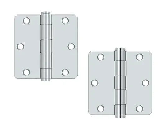 The Deltana 3-1/2" x 3-1/2" x 1/4" Radius Corner Hinge, Heavy Duty in Polished Chrome finish.