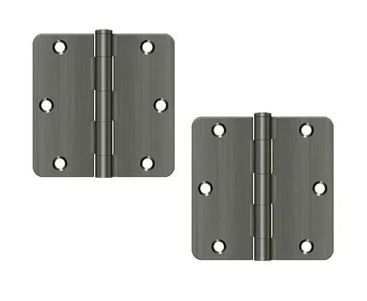 Deltana 3-1/2" x 3-1/2" x 1/4" Radius Hinge, Residential Antique Nickel