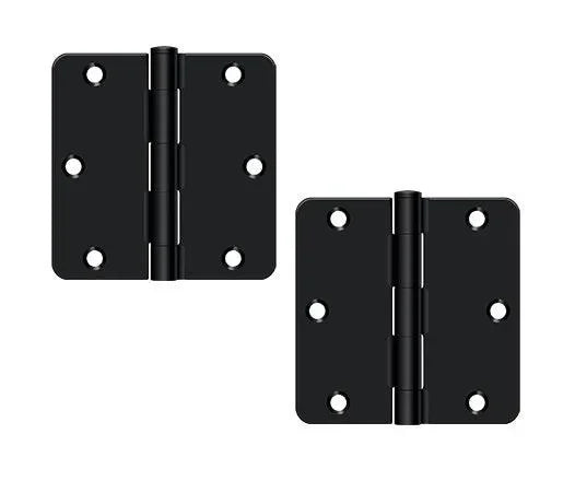 Deltana 3-1/2" x 3-1/2" x 1/4" Radius Hinge, Residential Paint Black