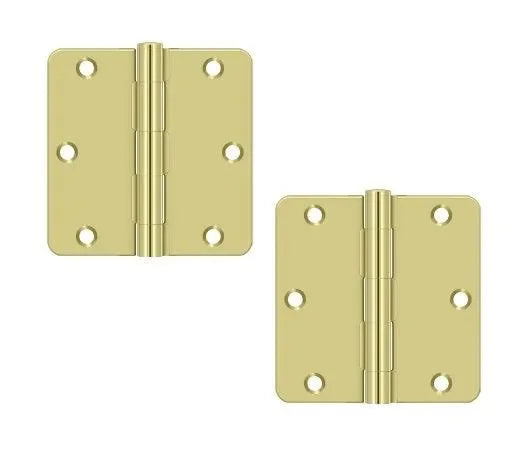 Deltana 3-1/2" x 3-1/2" x 1/4" Radius Hinge, Residential Polished Brass