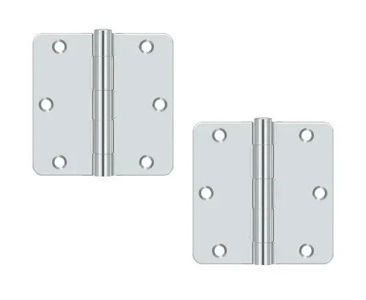 Deltana 3-1/2" x 3-1/2" x 1/4" Radius Hinge, Residential Polished Chrome