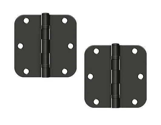 The Deltana 3-1/2" x 3-1/2" x 5/8" Radius Corner Ball Bearing Hinge, Residential in Oil Rubbed Bronze finish.