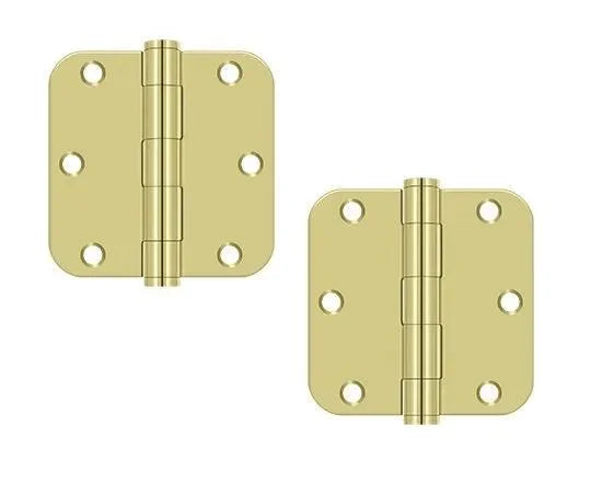 Deltana 3-1/2" x 3-1/2" x 5/8" Radius Hinge, Heavy Duty Polished Brass