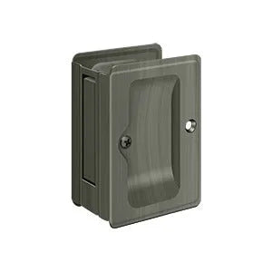 Deltana 3-1/4" x 2 1/4" Heavy Duty Pocket Door Lock; Adjustable in Antique Nickel finish