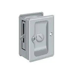 Deltana 3-1/4" x 2 1/4" Heavy Duty Pocket Door Lock; Adjustable in Brushed Chrome finish