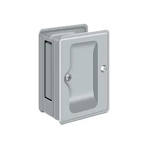 Deltana 3-1/4" x 2 1/4" Heavy Duty Pocket Door Lock; Adjustable in Brushed Chrome finish