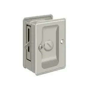 Deltana 3-1/4" x 2 1/4" Heavy Duty Pocket Door Lock; Adjustable in Brushed Nickel finish